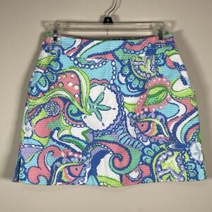 Lilly Pulitzer Skirt Skort Sz 0 Colorful Conch Shell Mini Beach Vacation Travel